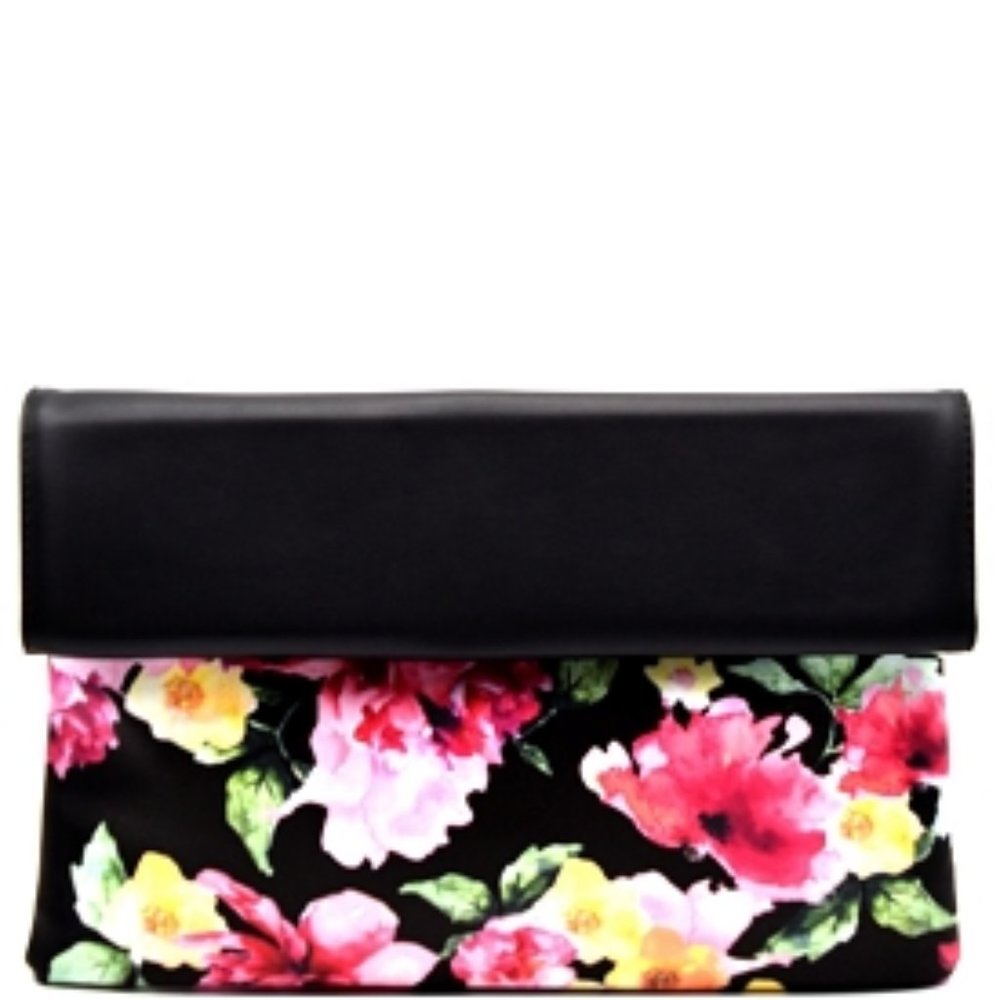 FLOWER PRINT ROLL-UP CLUTCH